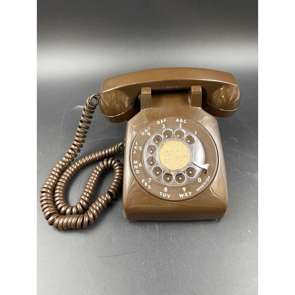 Vintage 1983 Brown ITT 500 Rotary Desk Phone (UNTESTED)